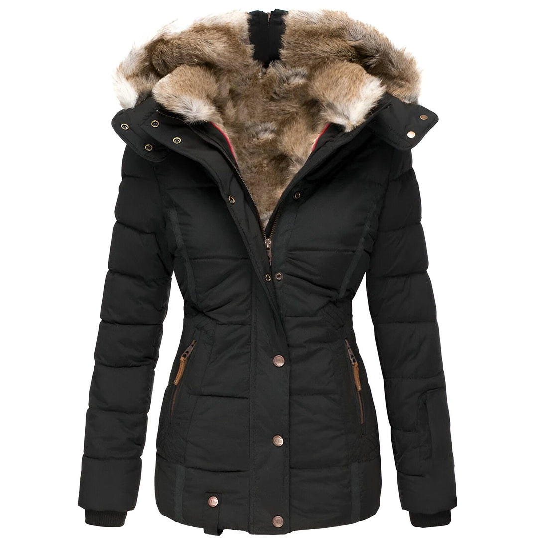 Warm Faux Fur Hooded Slim Puffer Coat - Nocini