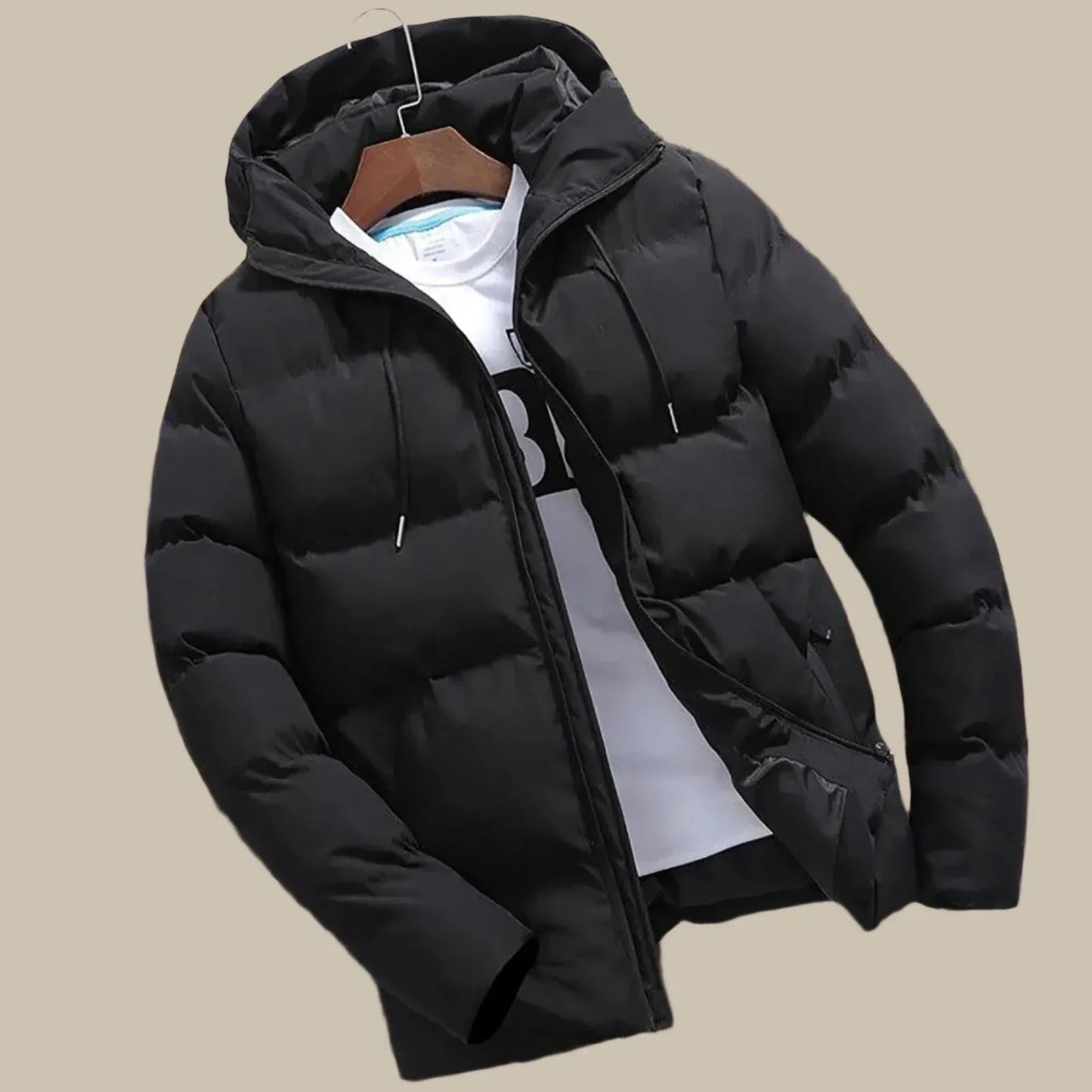 Warm Men's Puffer Coat With Hood