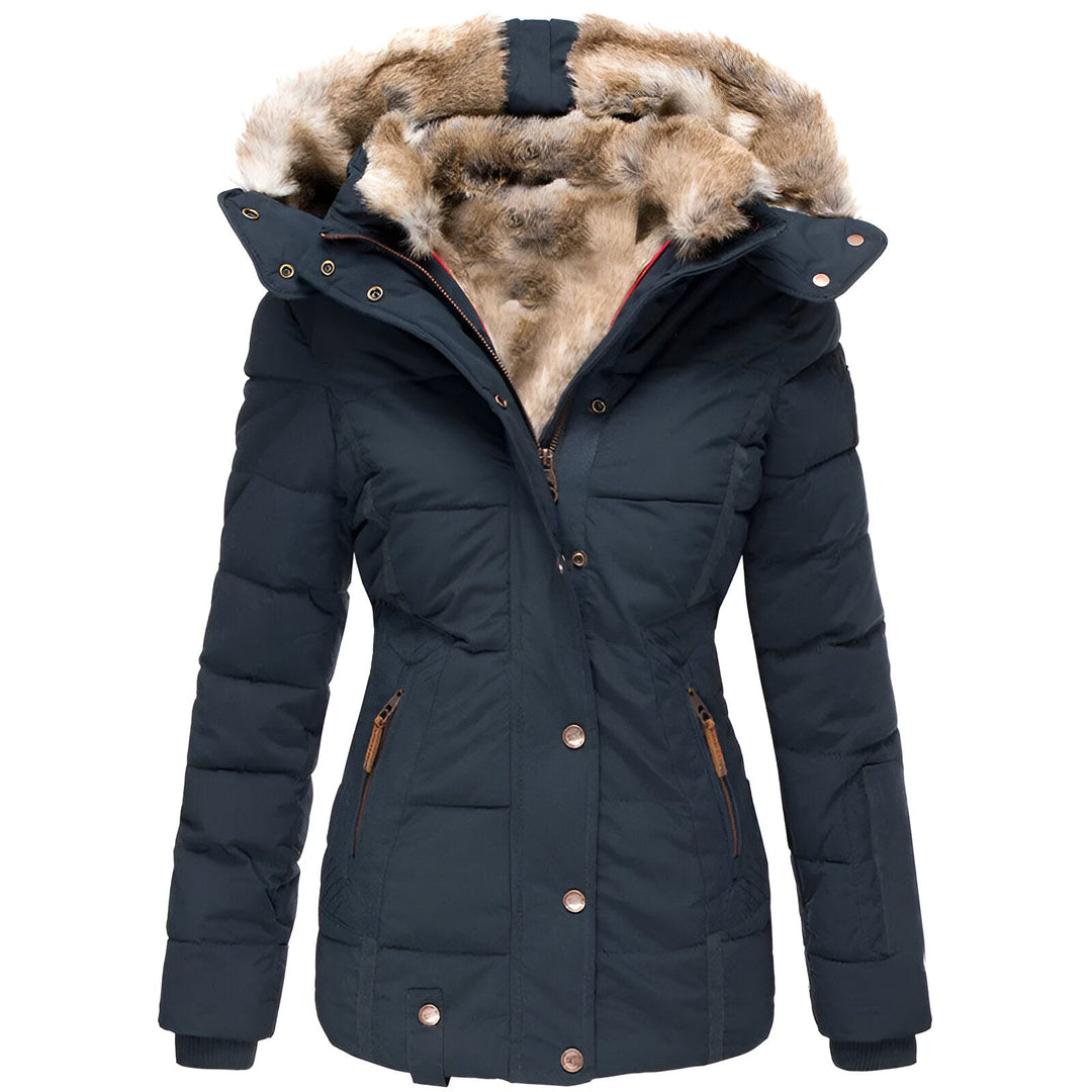 Warm Faux Fur Hooded Slim Puffer Coat
