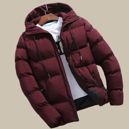 Warm Men's Puffer Coat With Hood