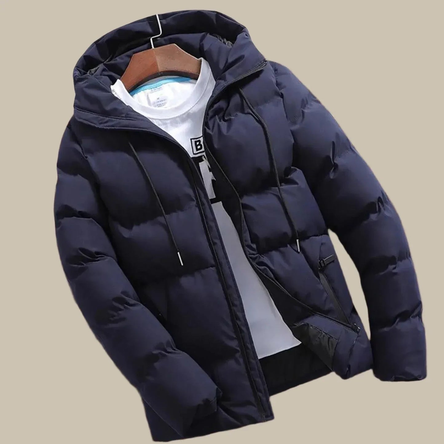 Warm Men's Puffer Coat With Hood - Nocini