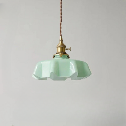 French Brass Hanging Lamp - BrassChic-Green-Warm White-Nora Luxe