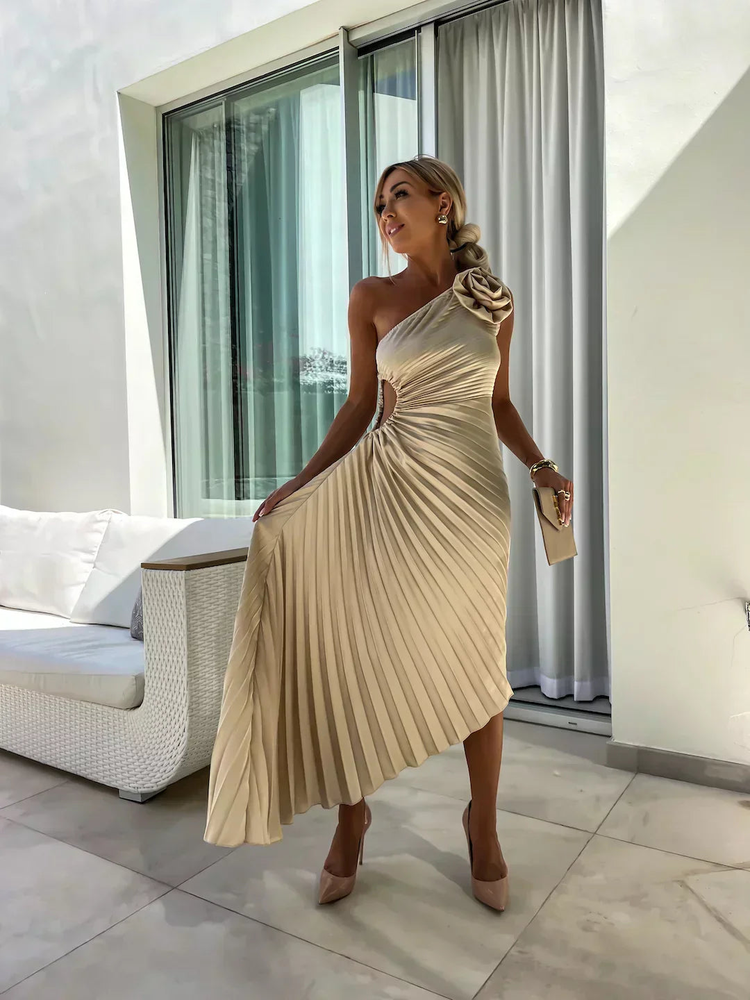 Ladies' Flared A-Line Pleated Dress
