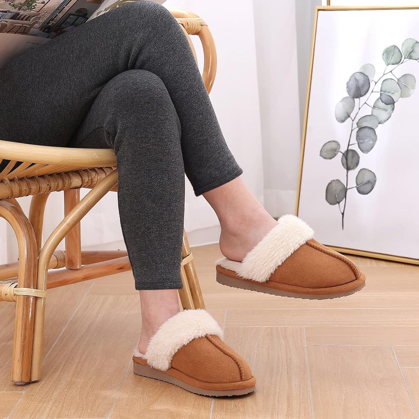 Fuzzy Memory Foam Slippers - SoftStep-Chestnut-4.5-Nora Luxe