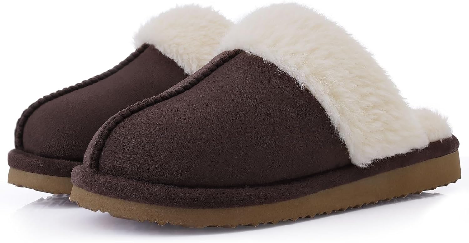 Fuzzy Memory Foam Slippers - SoftStep-Coffee-4.5-Nora Luxe