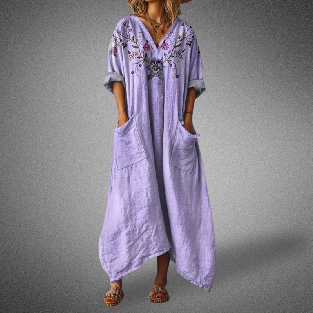 Image of Gale | Women's V-Neck Oversized Maxi Dress