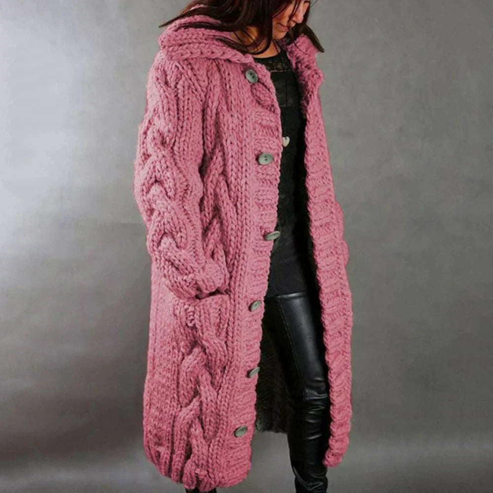 Women's Cozy Big Button Cardigan Sweater