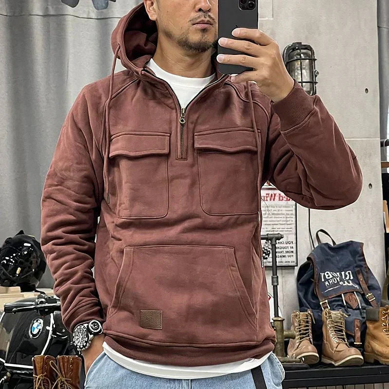 Image of Garrett | Men's Half-Zip Pullover Hoodie