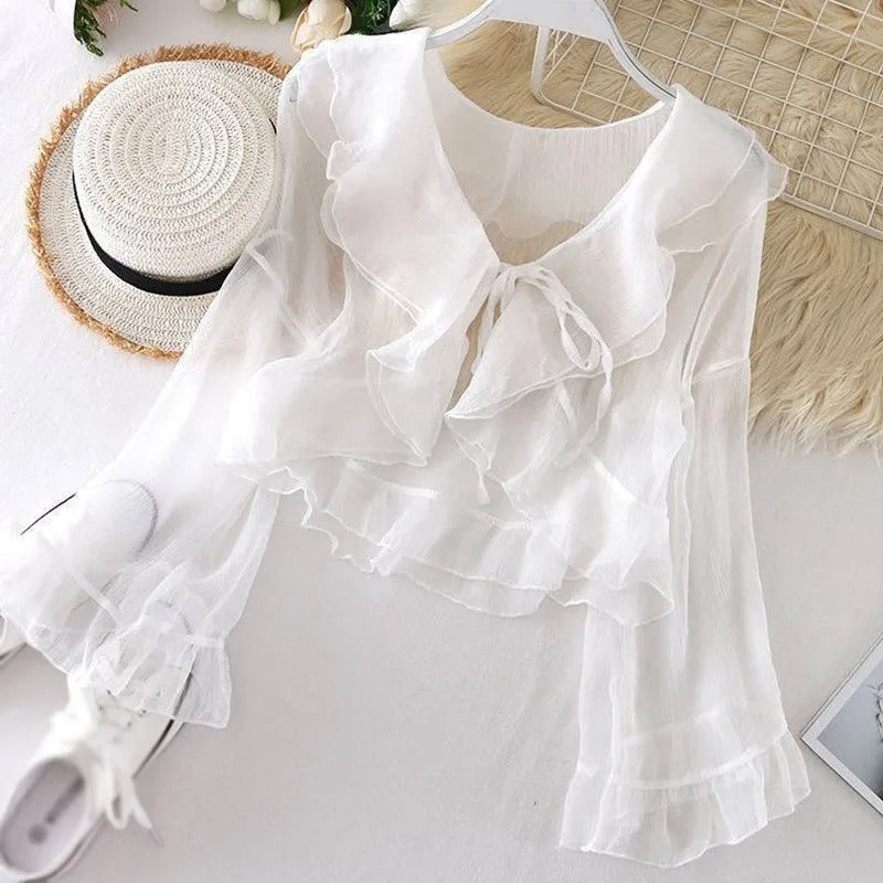 Chic Feminine Open Front Cardigan for Ladies