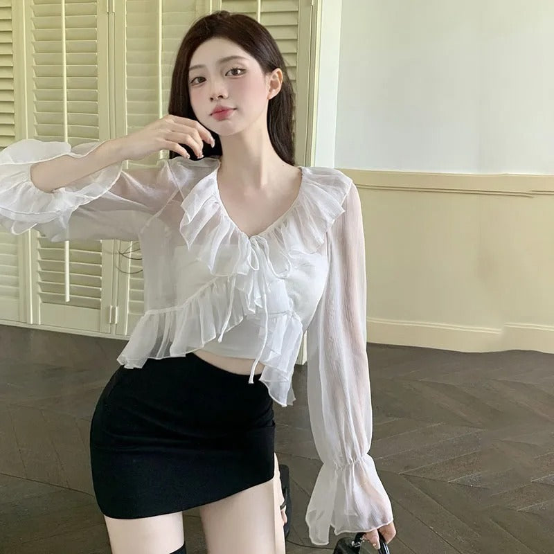 Chic Feminine Open Front Cardigan for Ladies