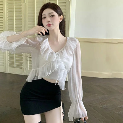 Chic Feminine Open Front Cardigan for Ladies