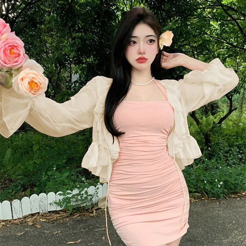 Chic Feminine Open Front Cardigan for Ladies