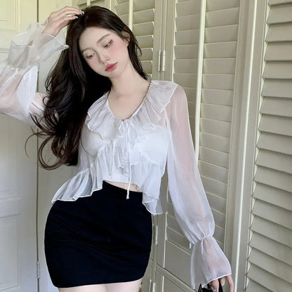 Chic Feminine Open Front Cardigan for Ladies