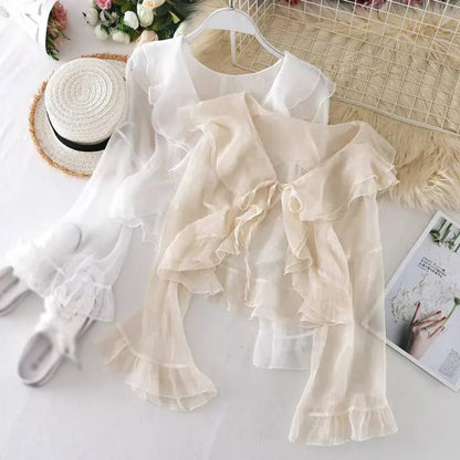 Chic Feminine Open Front Cardigan for Ladies - Pexav