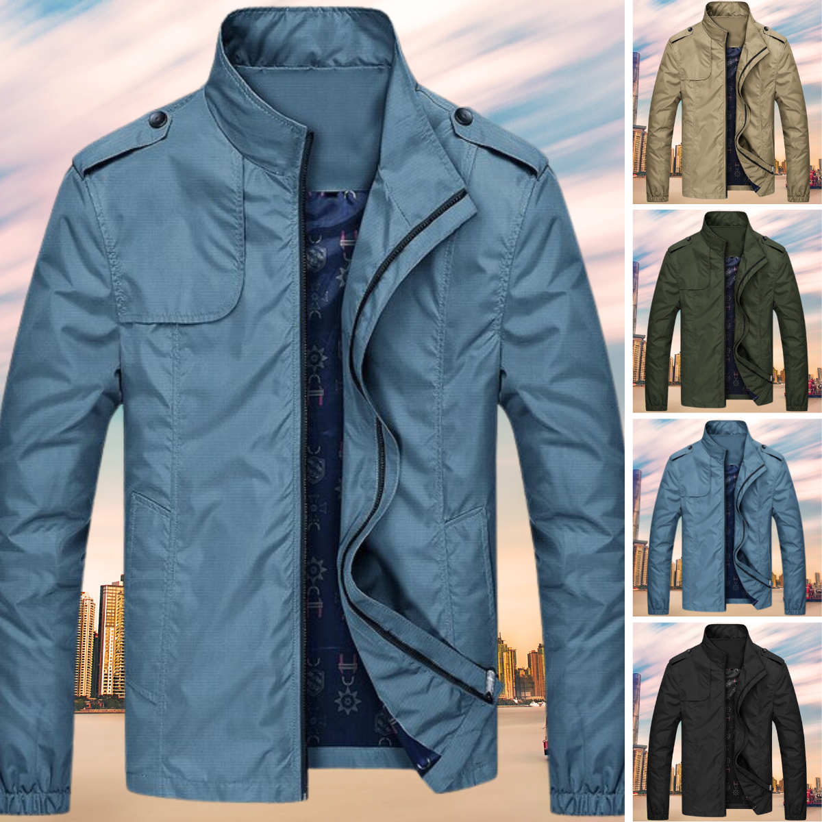 GENTI Oxford Mid-Coat | Modern Waterproof & Windproof Jacket for Men-Khaki-M-Nora Luxe