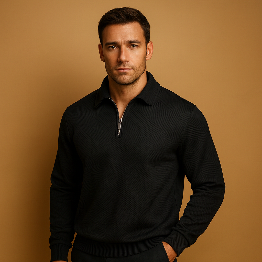 Classic Quarter Zip Mens Polo Sweater - Nocini