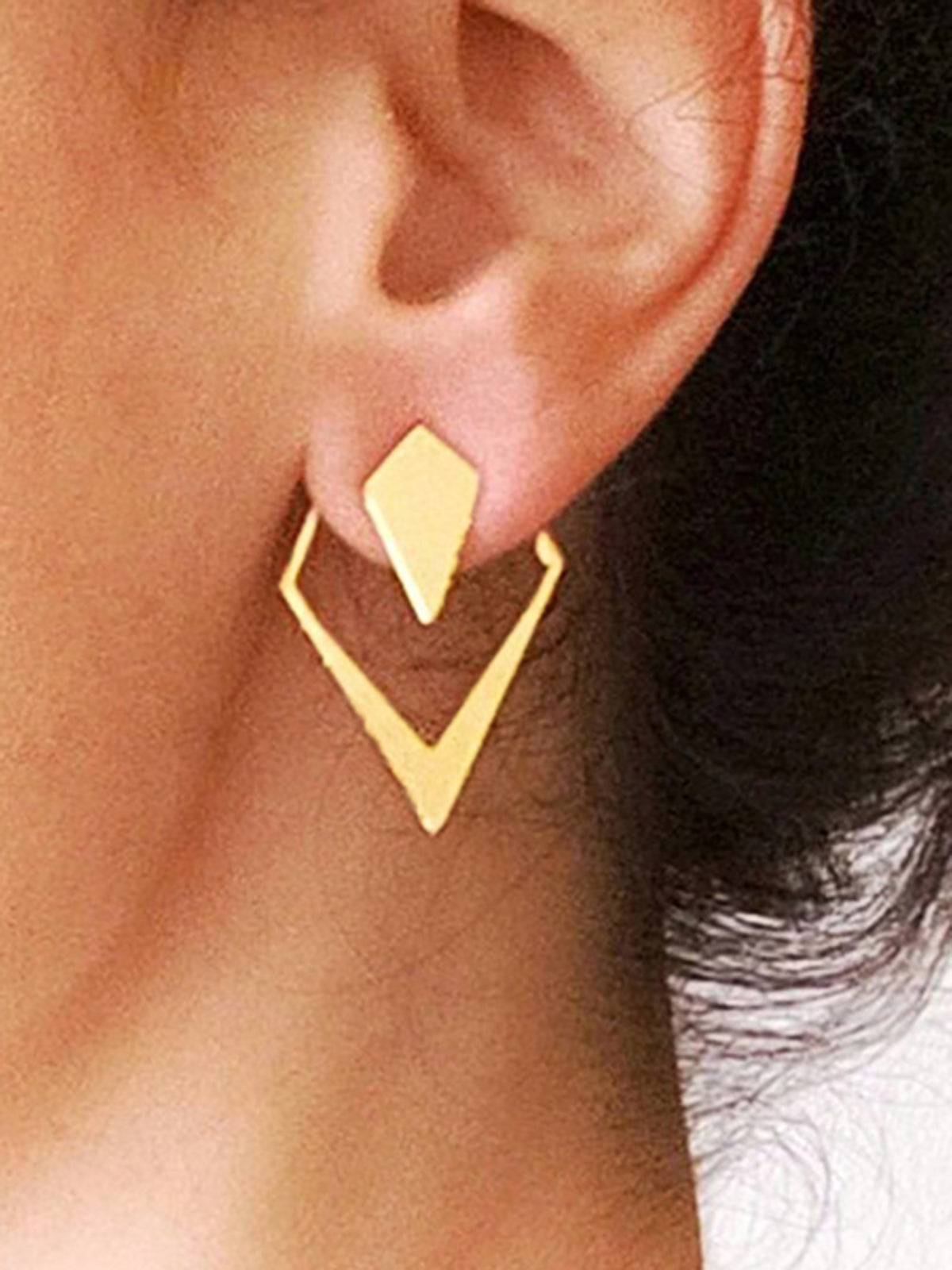 Modern Triangle Gold Drop Earrings
