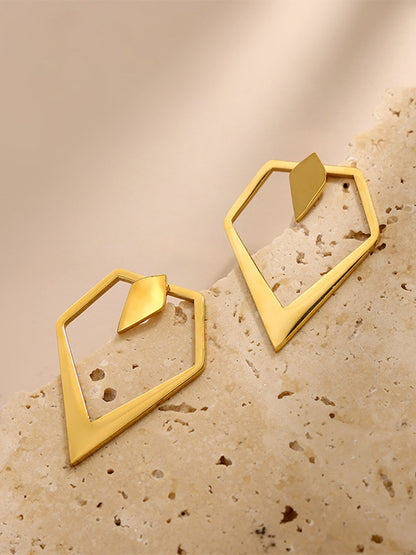 Modern Triangle Gold Drop Earrings