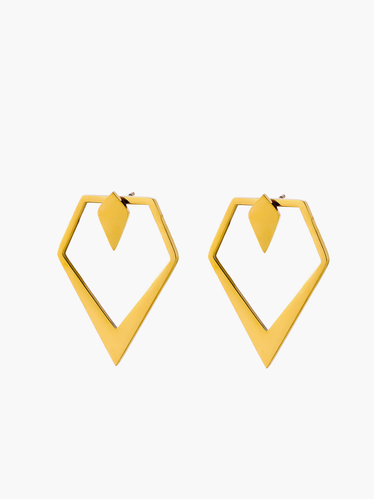 Modern Triangle Gold Drop Earrings - Pexav