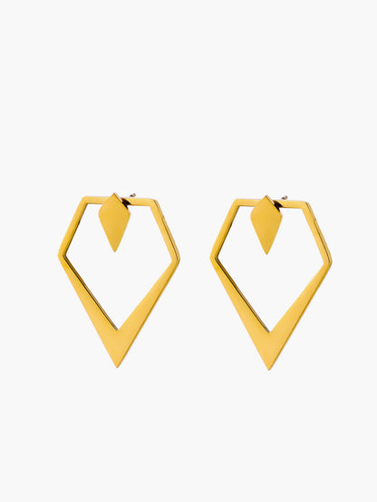 Modern Triangle Gold Drop Earrings - Pexav