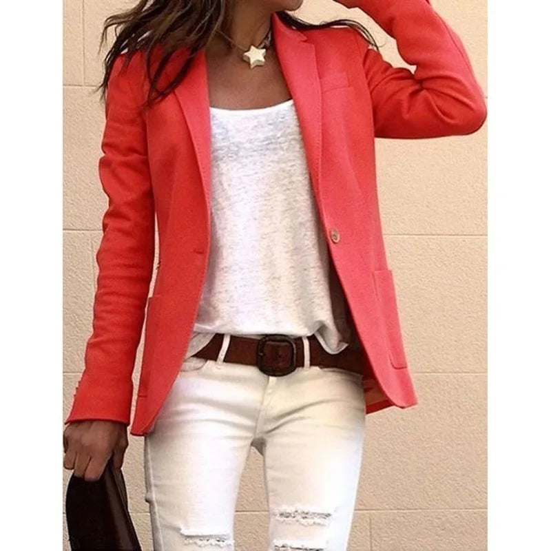 Image of Georgia | Women's Long Sleeve Button Front Blazer