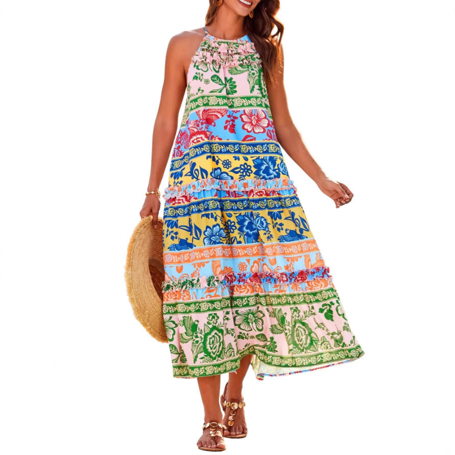 Summer Floral Strapless Maxi Dress for Women - Olytrend