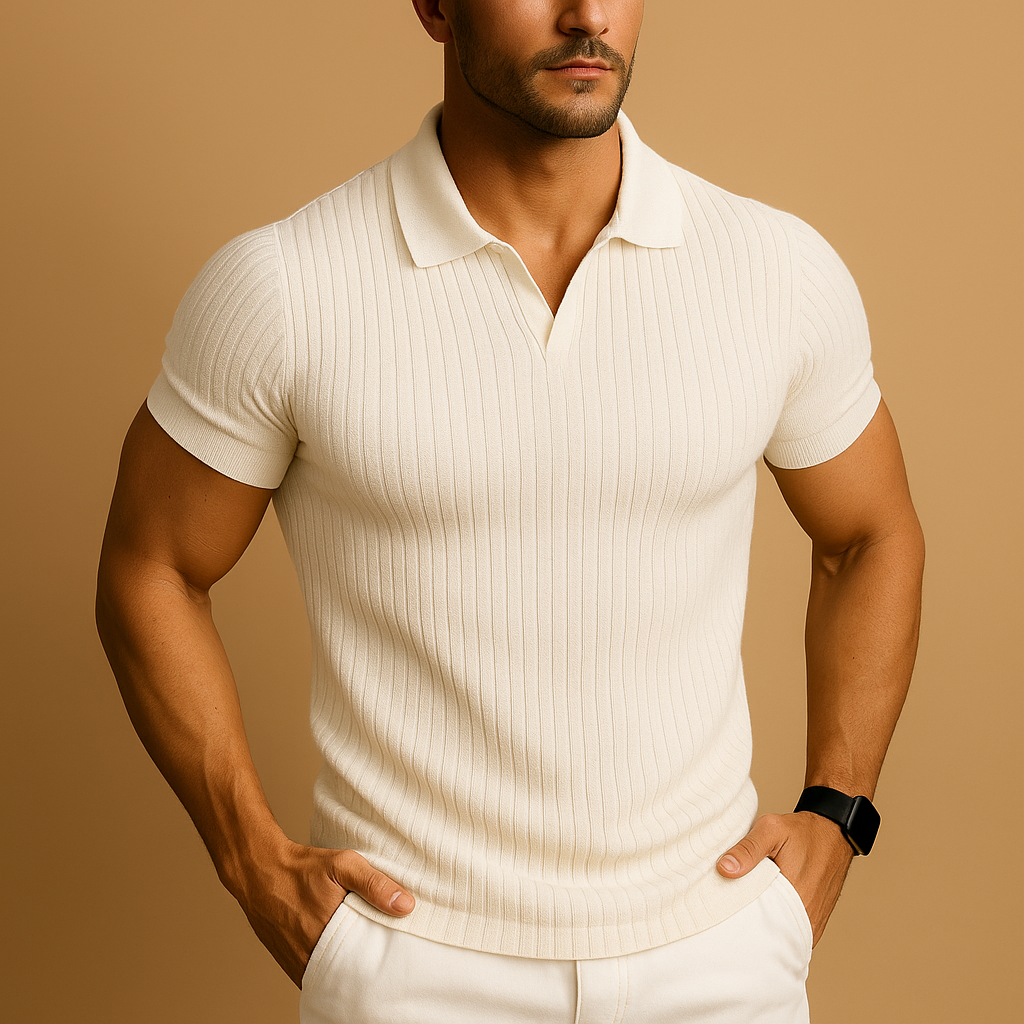 Slim Fit Men's V Neck Polo Shirt - Nocini