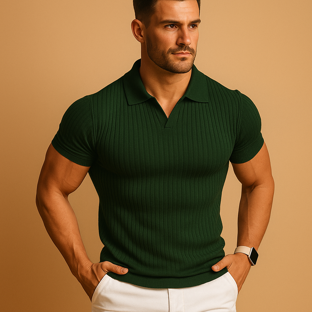 Slim Fit Men's V Neck Polo Shirt