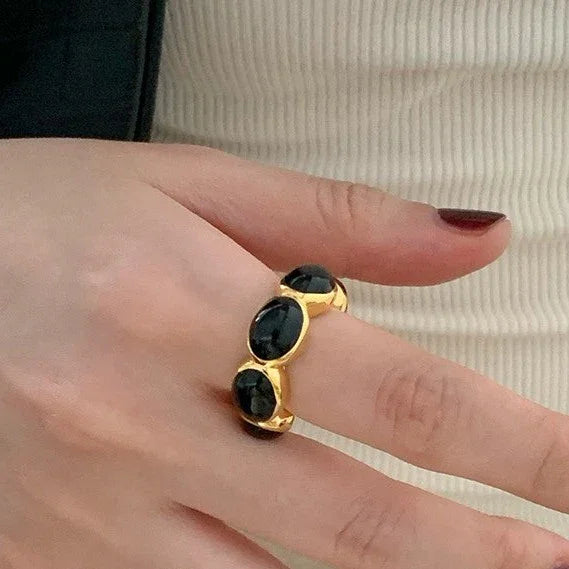 Luxury Black Stone Ring - Pexav