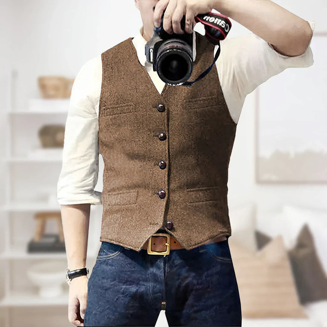 Men's Classic Fit Tweed Pattern Vest