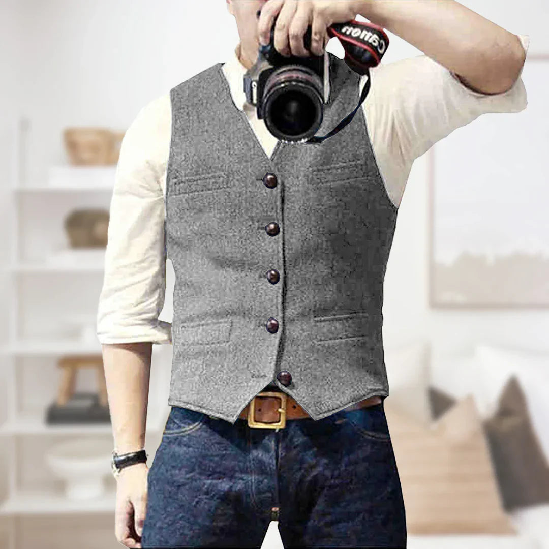 Men's Classic Fit Tweed Pattern Vest