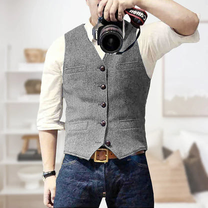 Men's Classic Fit Tweed Pattern Vest