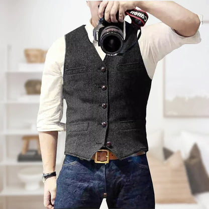 Men's Classic Fit Tweed Pattern Vest