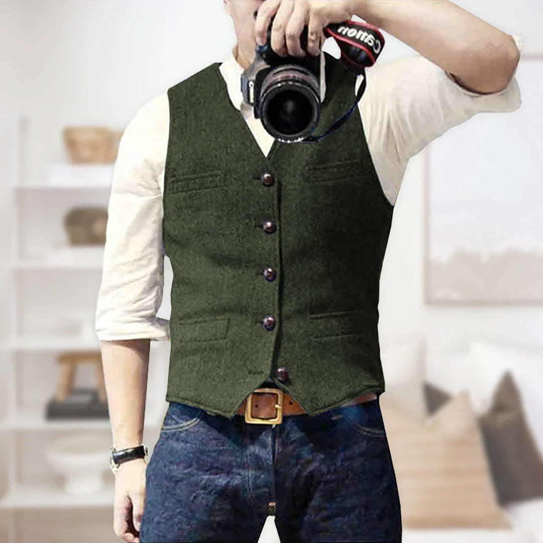 Men's Classic Fit Tweed Pattern Vest