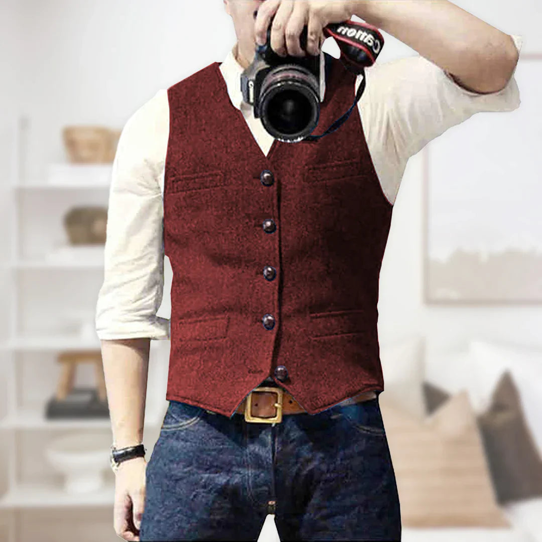 Men's Classic Fit Tweed Pattern Vest