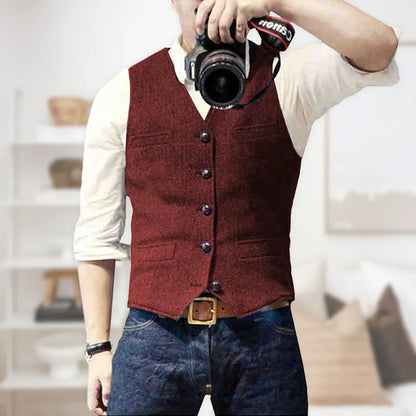Men's Classic Fit Tweed Pattern Vest