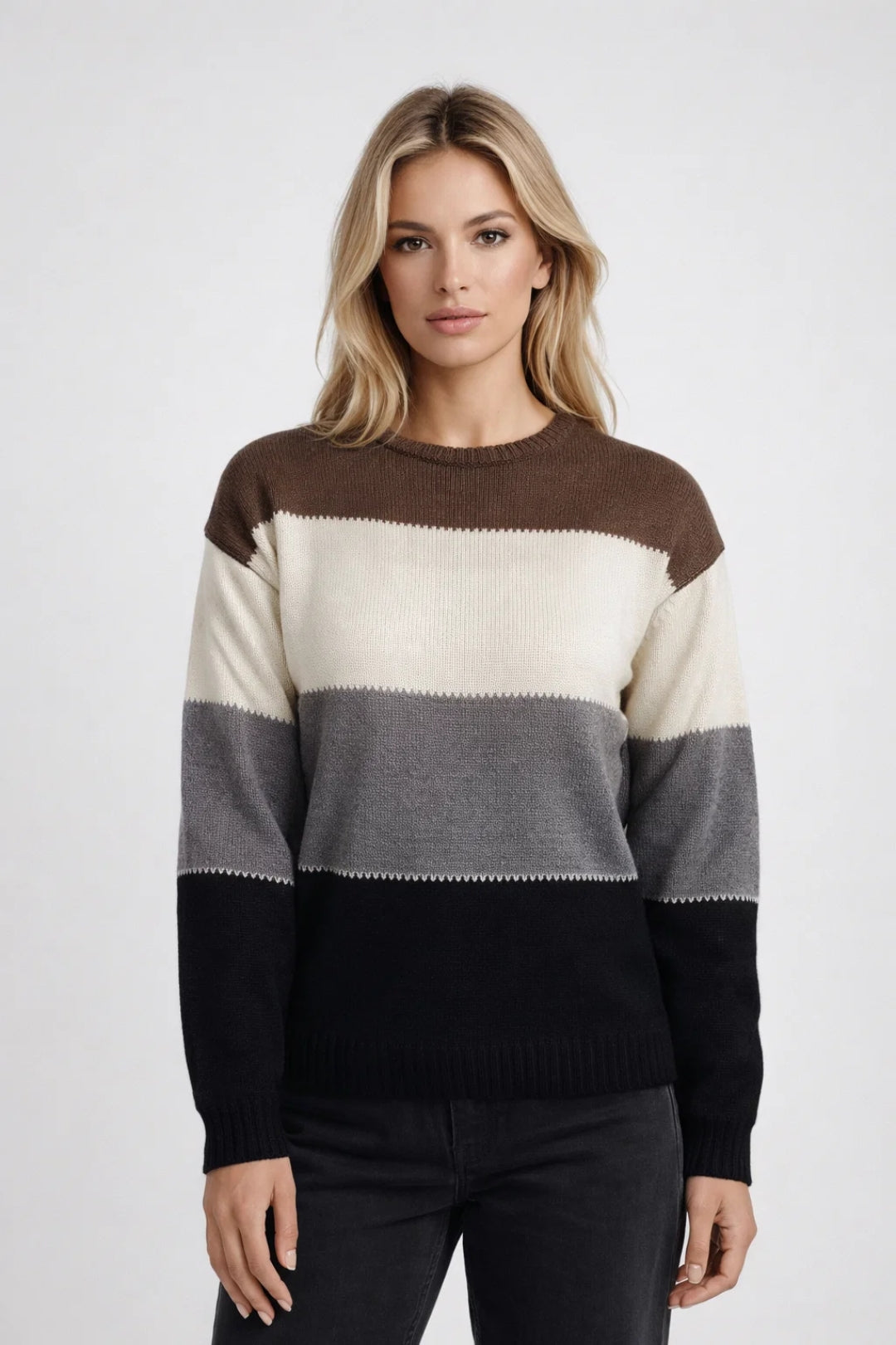 Classic Women's Horizontal Stripe Pullover Sweater - Olytrend