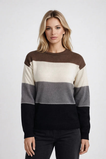 Classic Women's Horizontal Stripe Pullover Sweater - Olytrend
