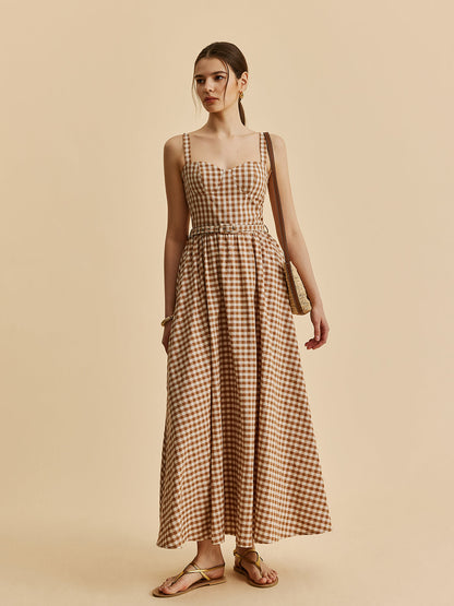 Plaid Ruffled Waist Dress