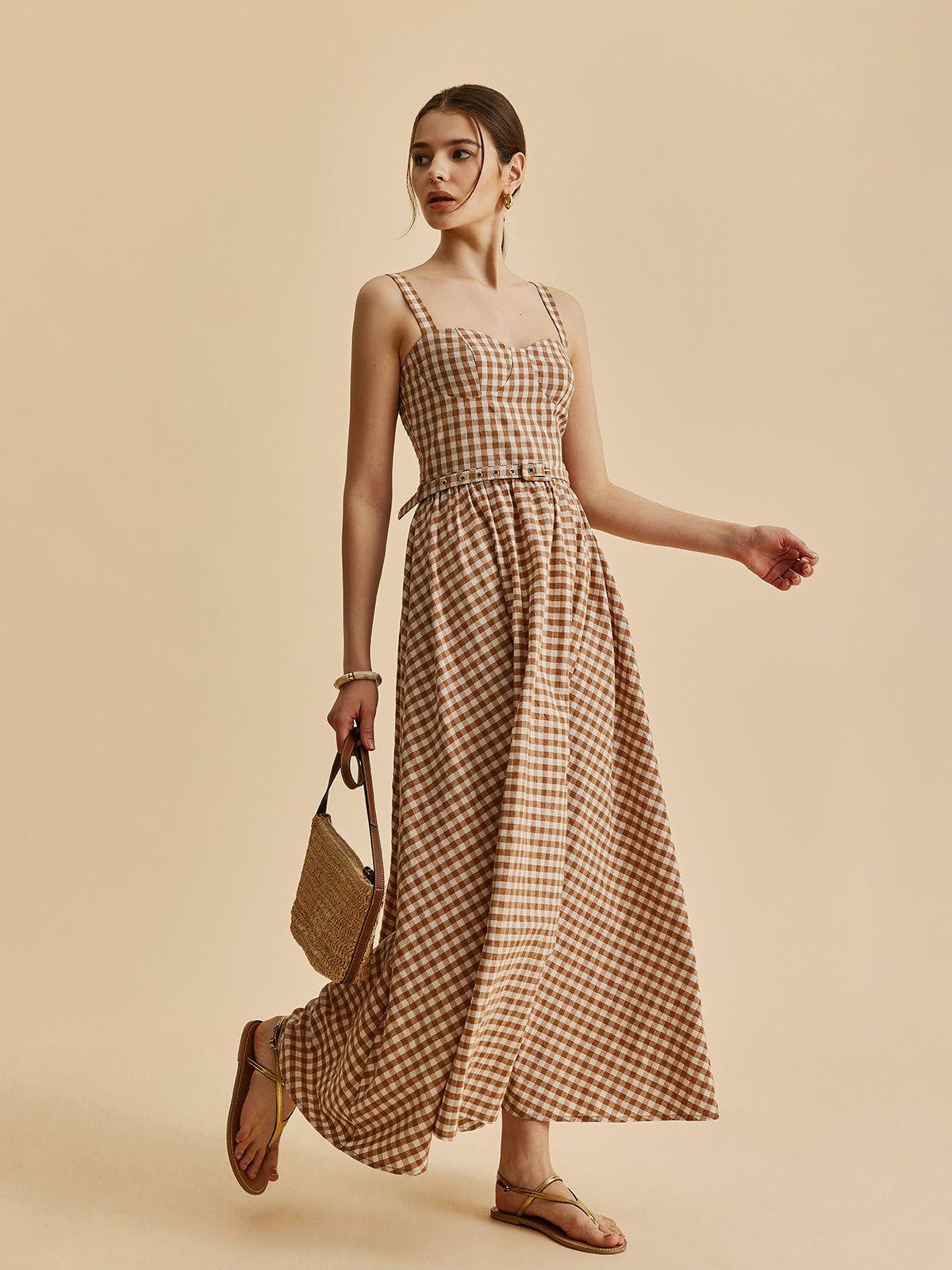 Plaid Ruffled Waist Dress