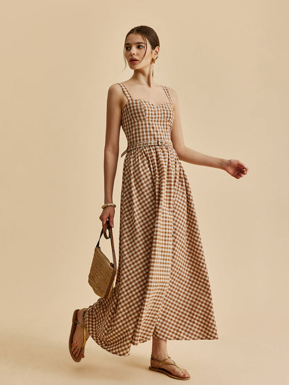 Plaid Ruffled Waist Dress