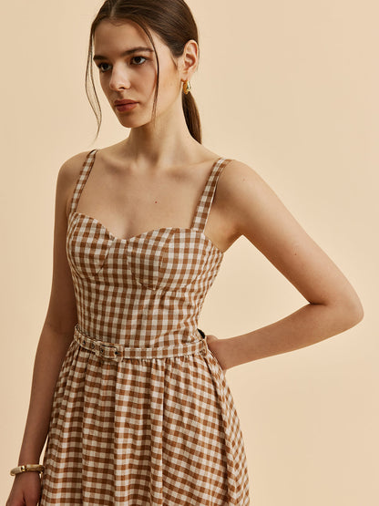 Plaid Ruffled Waist Dress