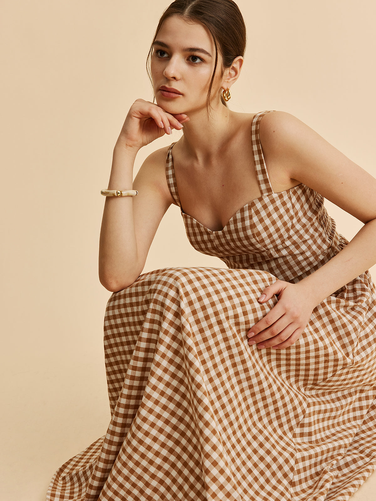 Plaid Ruffled Waist Dress