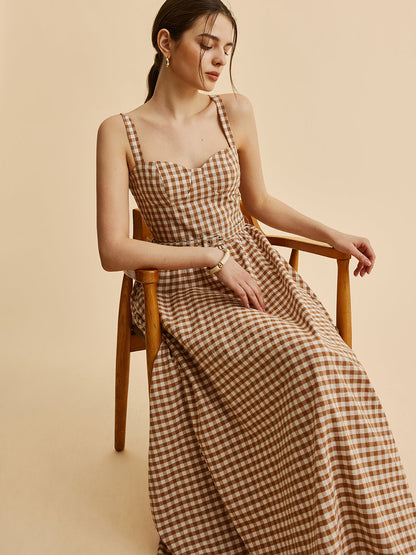 Plaid Ruffled Waist Dress