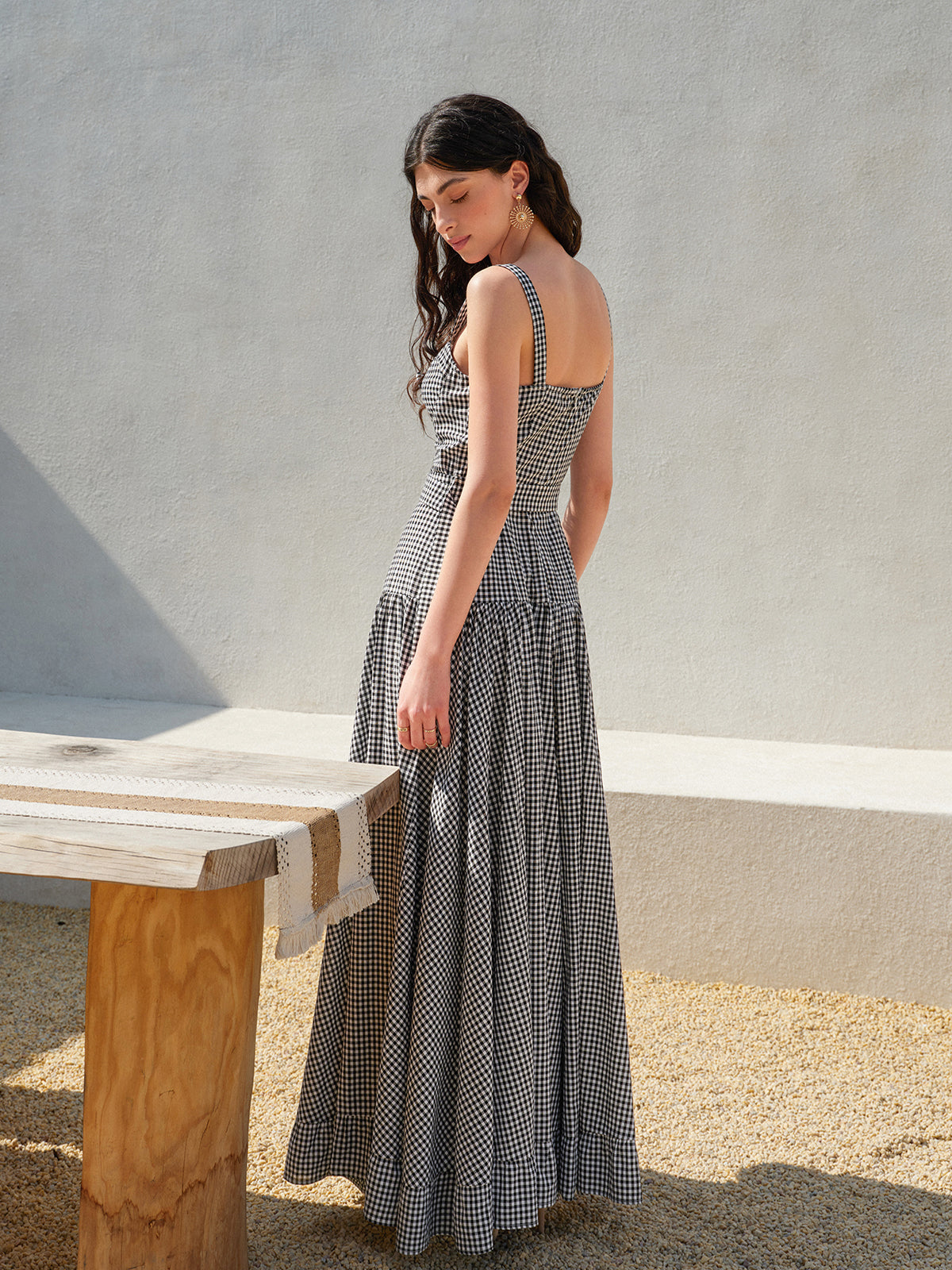 Classic Checked Strapless Summer Dress