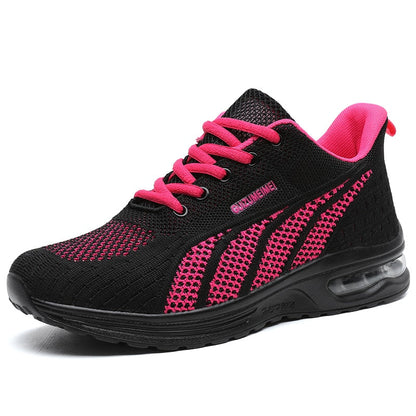 GlideMotion Run | Ergonomic Trainers with Cushioned Heel for Women-Black Pink-4.5-Nora Luxe