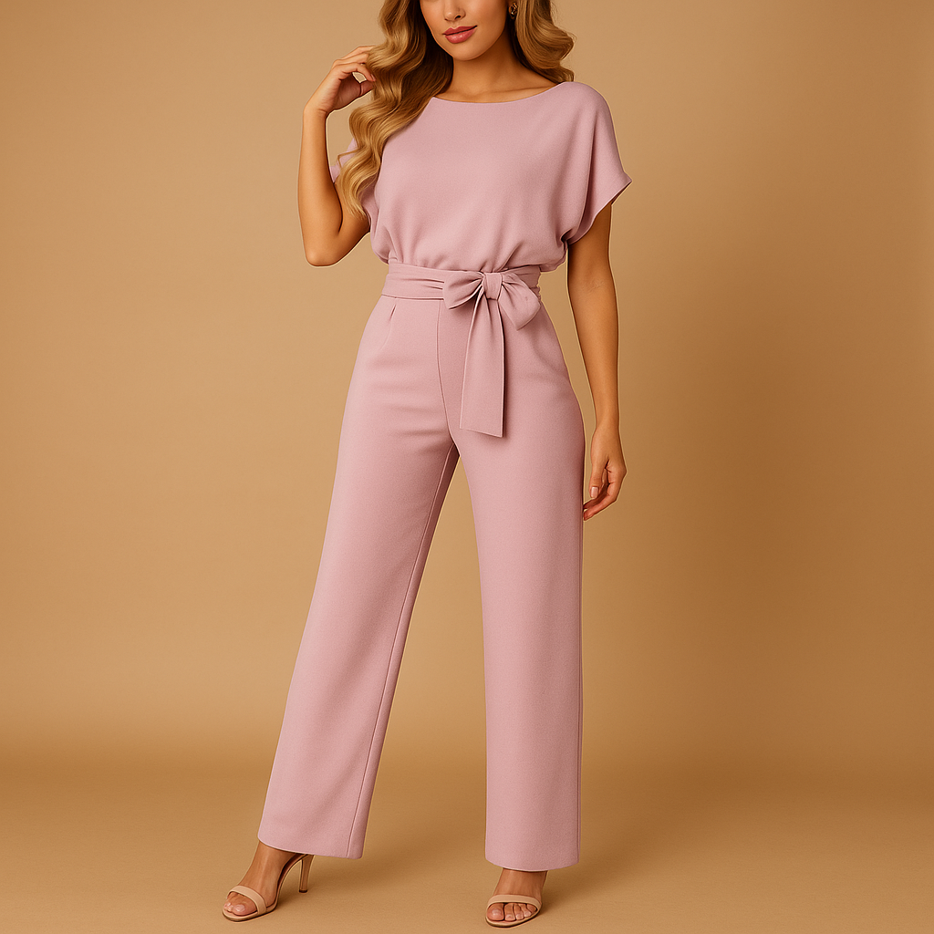 Glitter halter jumpsuit with open back for women, featuring flared legs and soft lining, perfect for parties, galas, and elegant evenings.