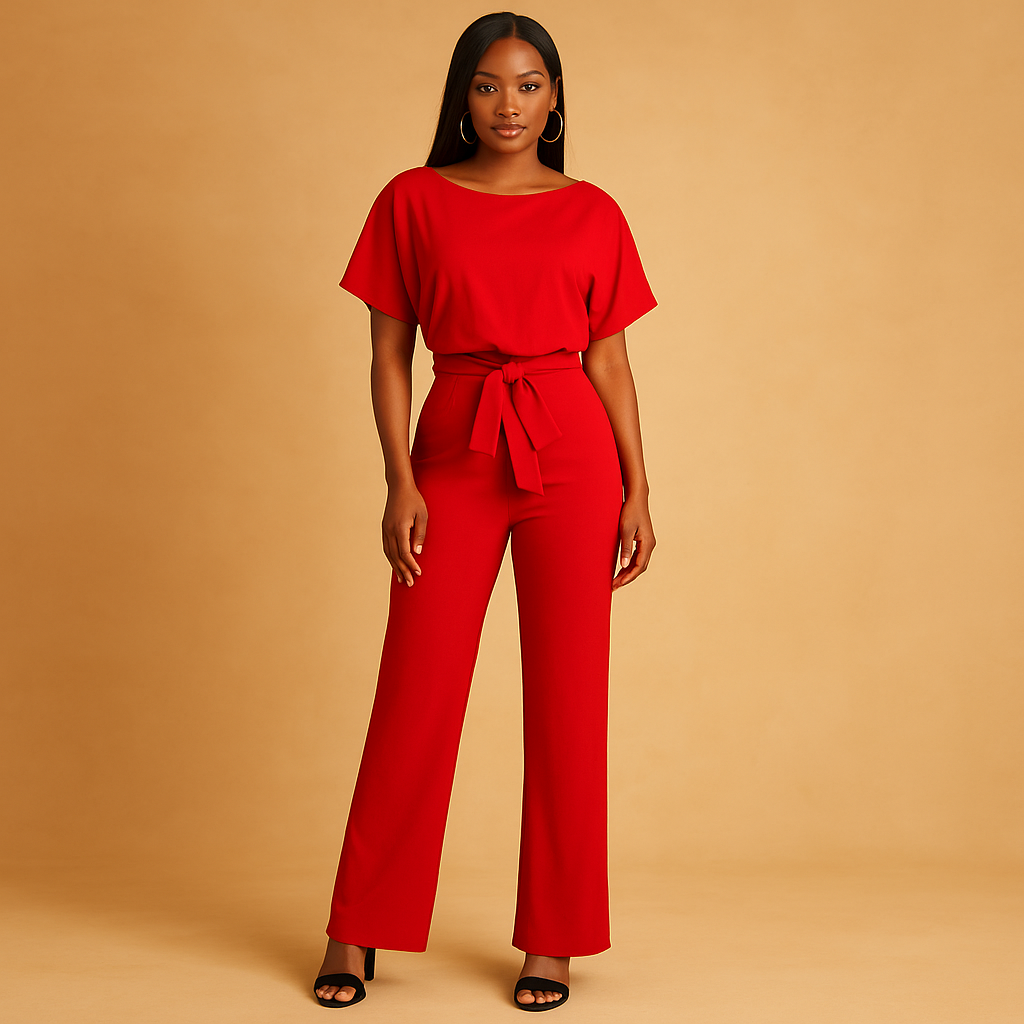 Glitter halter jumpsuit with open back for women, featuring flared legs and soft lining, perfect for parties, galas, and elegant evenings.