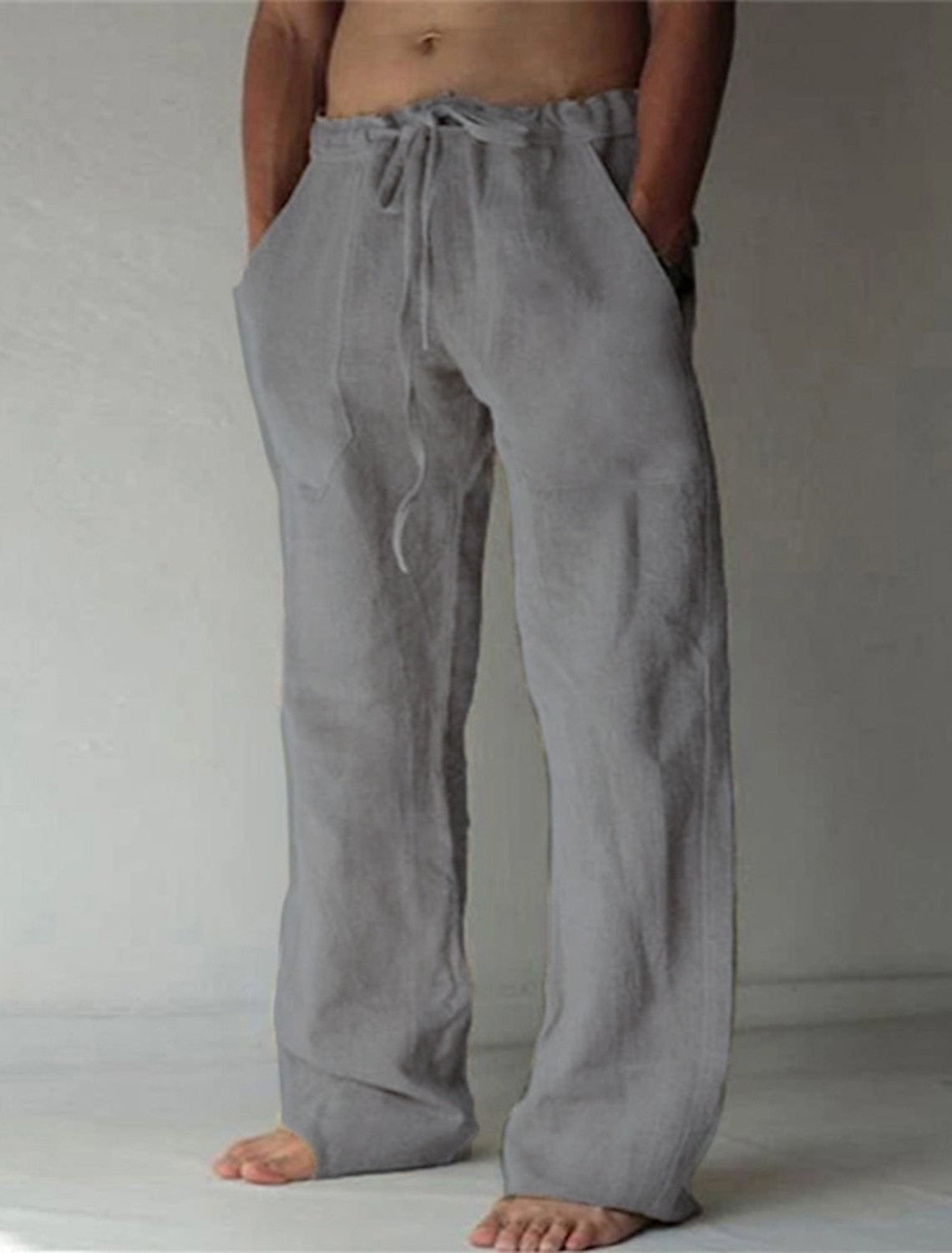 Relaxed Fit Linen Trousers for Men