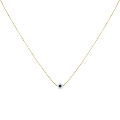Glossy Nazar Necklace - Amira-White-Gold-Nora Luxe